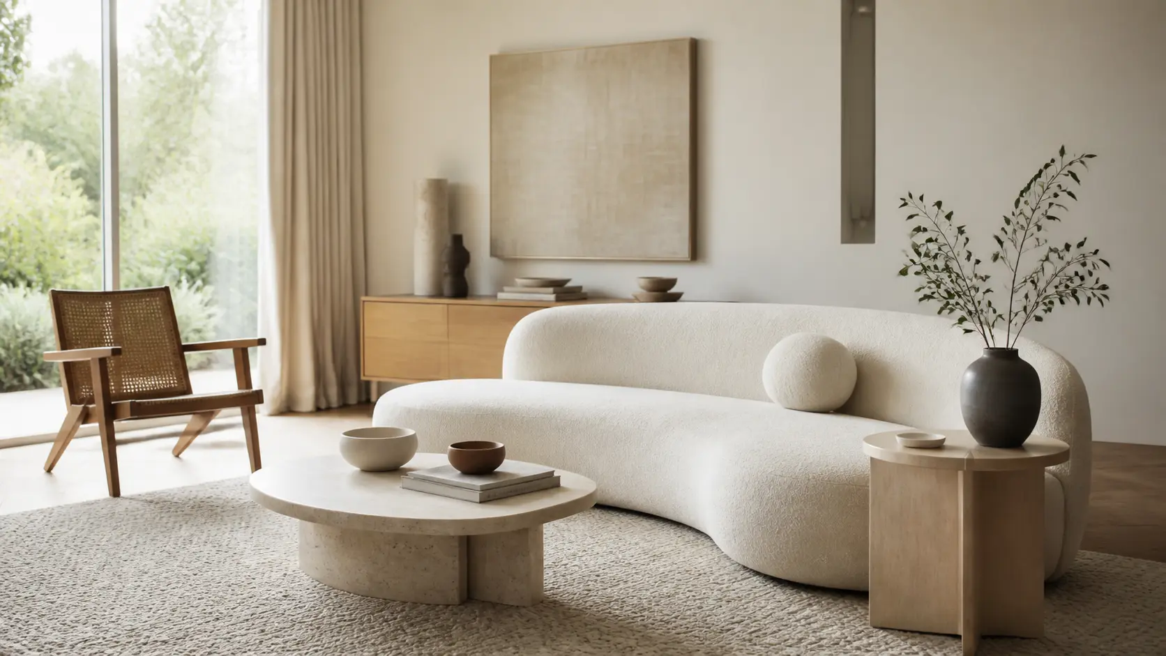 Warm minimalism: shaping a calm living room