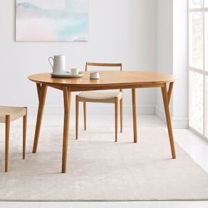 Mid-Century Rounded Extendable Dining Table (42"-80")