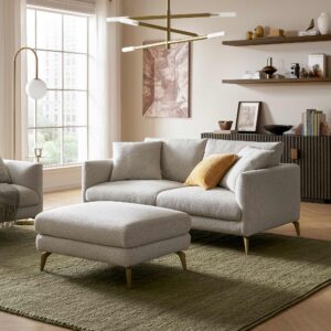Lena Performance Fabric Sofa with Ottoman