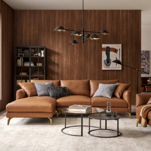 Lena Leather Chaise Sectional Couch