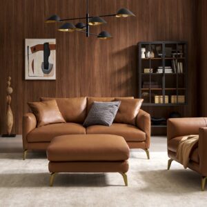 Lena Leather Loveseat with Ottoman