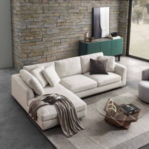 Hamilton Chaise Sectional Couch with Storage Ottoman