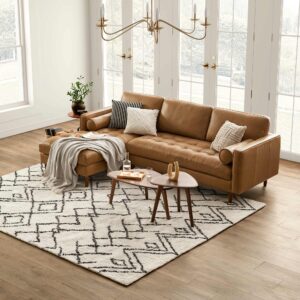 Madison Leather Chaise Sectional Couch