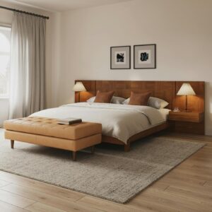 Ayra King Bed and Nightstand Set - Walnut