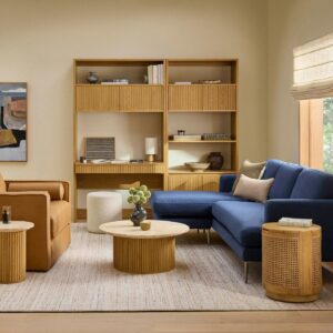 Tala 31.5" Travertine Coffee Table - Natural Oak