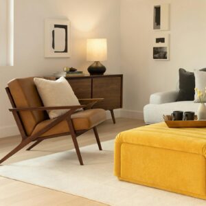 Otio 26" Leather Lounge Chair - Walnut and Toscana Tan