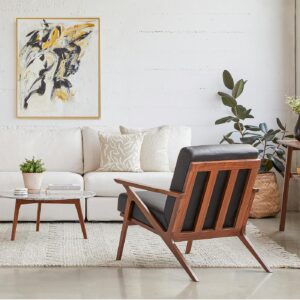 Otio 26" Leather Lounge Chair - Walnut and Black