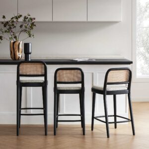 Edith Cane Counter Stool, Black