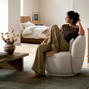 Avery Performance Bouclé Swivel Armchair