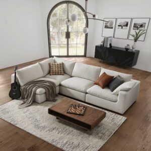 Dawson Chaise Sectional Couch with Ottoman