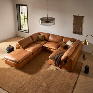 Dawson Leather Pit-Sectional Couch