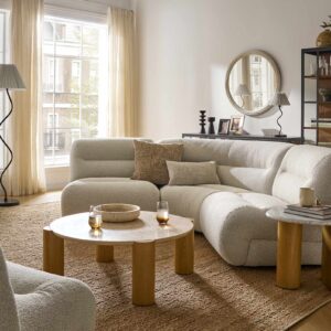 Tovi Performance Boucle 3-Piece Sectional Couch with Ottoman