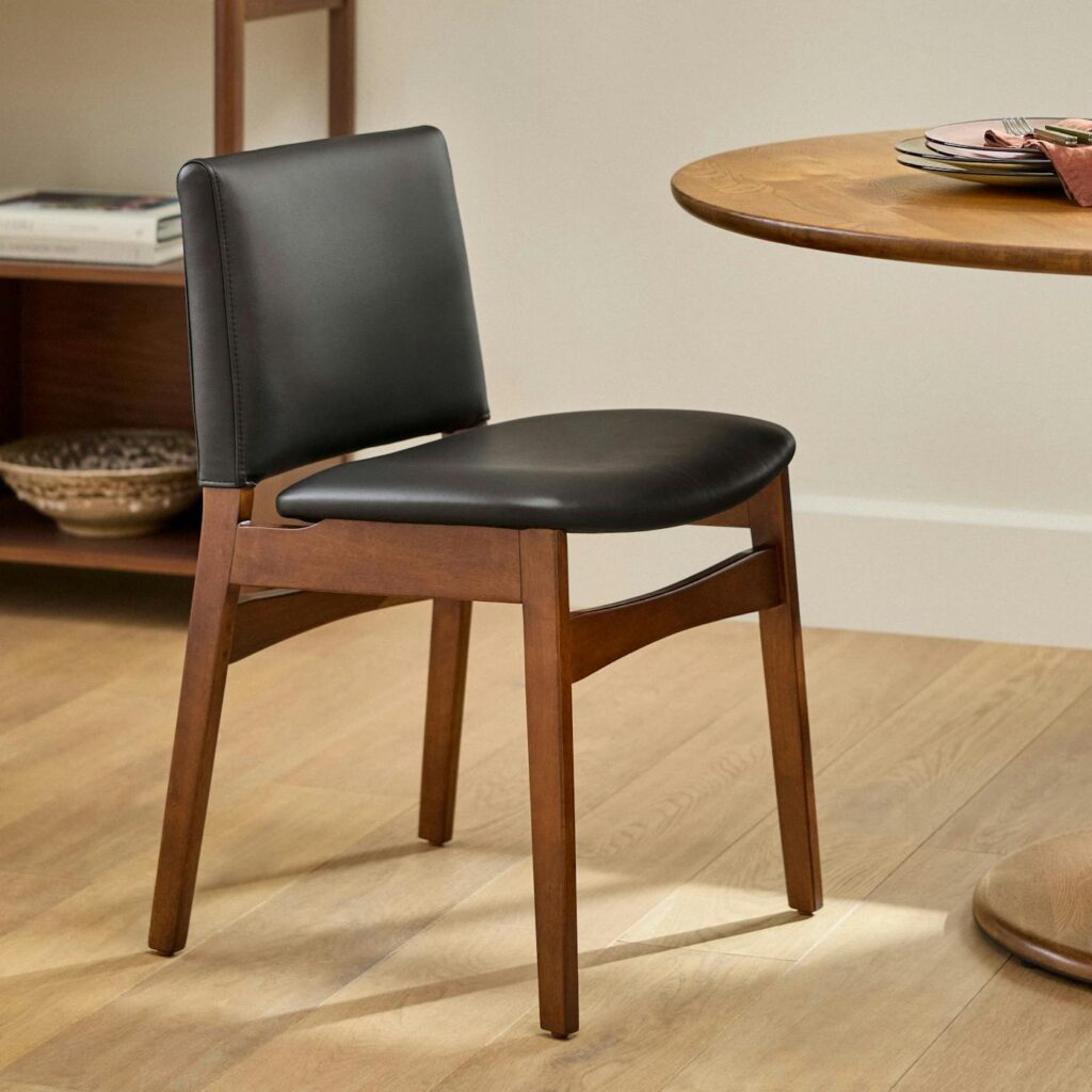 Nosh Leather Dining Chair - Walnut and Black