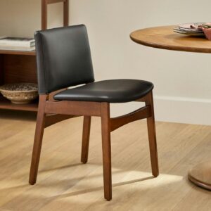 Nosh Leather Dining Chair - Walnut and Black
