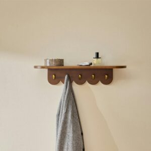 Shelly 24.5" Shelf and Coat Rack - Brass and Walnut