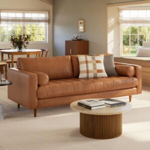 Sven 88" Tufted Leather Sofa - Salerno Tan