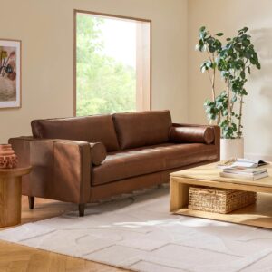 Sven 88" Tufted Leather Sofa - Taos Brown
