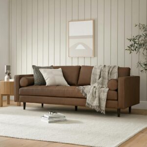 Sven 88" Tufted Leather Sofa - Charme Chocolat