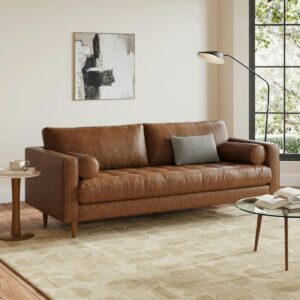 Sven 88" Tufted Leather Sofa - Lazio Brown