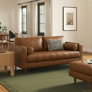 Sven 72" Tufted Leather Loveseat - Lazio Brown