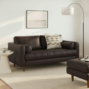 Sven 72" Tufted Leather Loveseat - Lucia Dark Brown