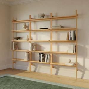 Heidi 99.75" Three-Piece Shelving Unit Set - White Oak