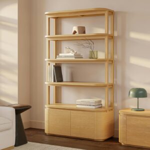 Maren 42" Shelving Unit with Storage - Natural Oak