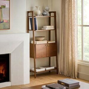 Krossa 31.5" Shelving Unit with Storage - Walnut