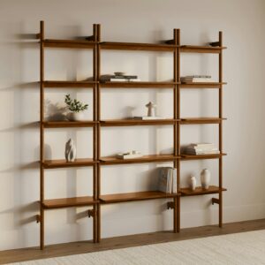 Heidi 75.25" Three-Piece Shelving Unit Set - Walnut