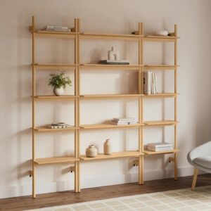 Heidi 75.25" Three-Piece Shelving Unit Set - White Oak