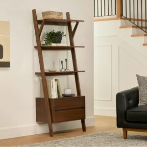 Harles 29.5" Shelving Unit with Storage - Walnut