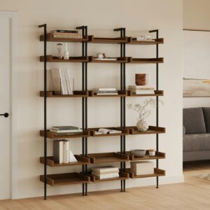 Newberry 58.5" Three-Piece Shelving Unit Set - Walnut