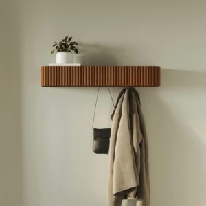 Liv 32" Shelf and Coat Rack - Brass and Walnut
