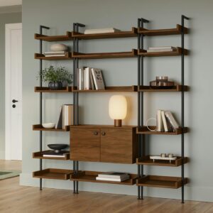 Newberry 70.25" Three-Piece Shelving Unit Set - Walnut