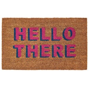 Pink Hello There Coir Outdoor Doormat
