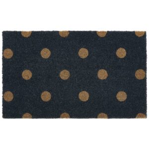 Polka Dot Patterned Navy Coir Outdoor Doormat