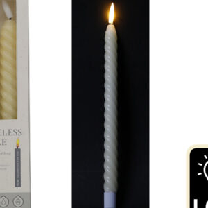 LED TWISTED WAX TAPER CANDLE SET OF 2