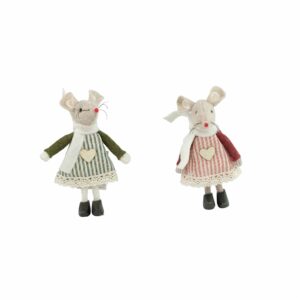Red and Green Mouse 11cm – Novelty Christmas Decoration (Design May Vary)