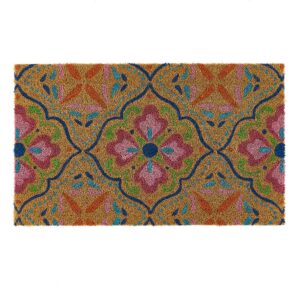 Bright Tile Print Coir Outdoor Doormat