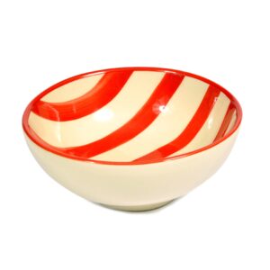 Red Striped Porcelain Bowl
