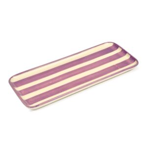 Lavender Striped Porcelain Tray