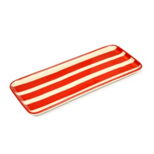 Red Striped Porcelain Tray