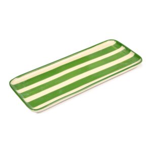Green Striped Porcelain Tray