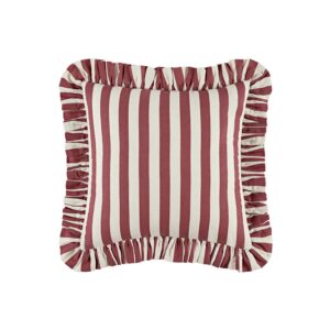 Eliza Scarlet Red Striped Ruffle Linen Blend Cushion