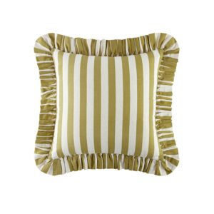 Eliza Dark Mustard Striped Ruffle Linen Blend Cushion