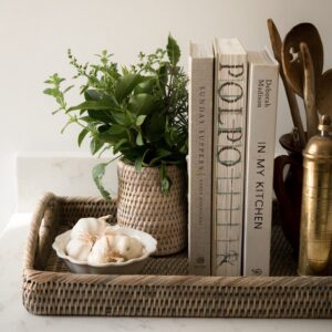 Grey Rattan Tray with Handles