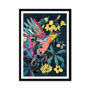 Cherry Blossom Neon Nuthatch Fine Art Print