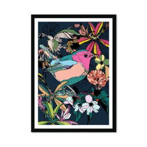 Cherry Blossom Neon Robin Fine Art Print