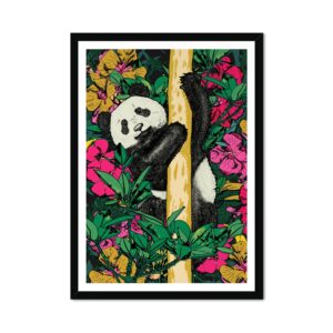 Ailuropoda Giant Panda Floral Fine Art Print