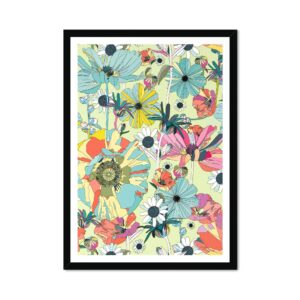 Poppies Neon Lime Fine Art Print Black